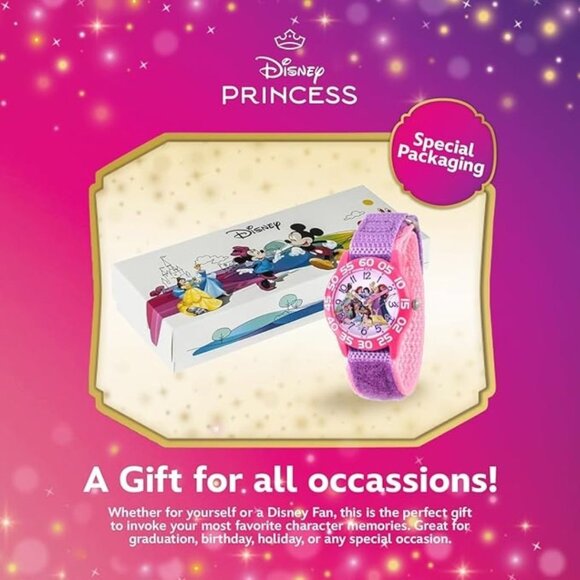 NWT - Disney Princess Kids' Plastic Time Teacher Analog Quartz Nylon Strap Watch - Picture 10 of 14